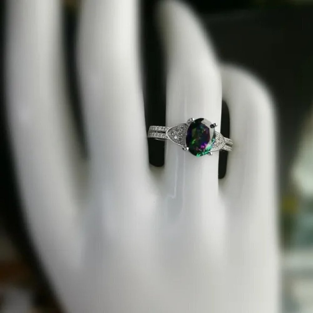 NEW Sterling silver Mystic Topaz cz ring size 8 - Picture 4 of 6